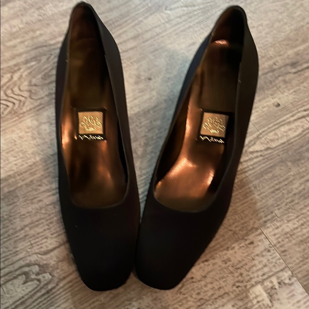 Vince Camuto Black Suede Heels with Square Toe